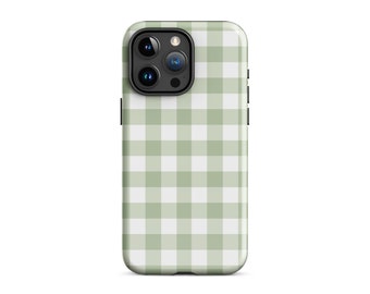 Green Gingham Phone Case Preppy For iPhone 15 Plus 14 Pro Max 12 13 Mini 11 Pro Galaxy S24 S23 Protective Cute Aesthetic Cottagecore Cover