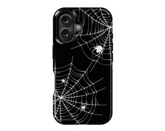 Spider Web Halloween Phone Case Dark Spooky Gothic Black Cute Trendy For iPhone 16 15 Plus 14 Pro Max 12 13 Mini 11 Galaxy S24 MagSafe