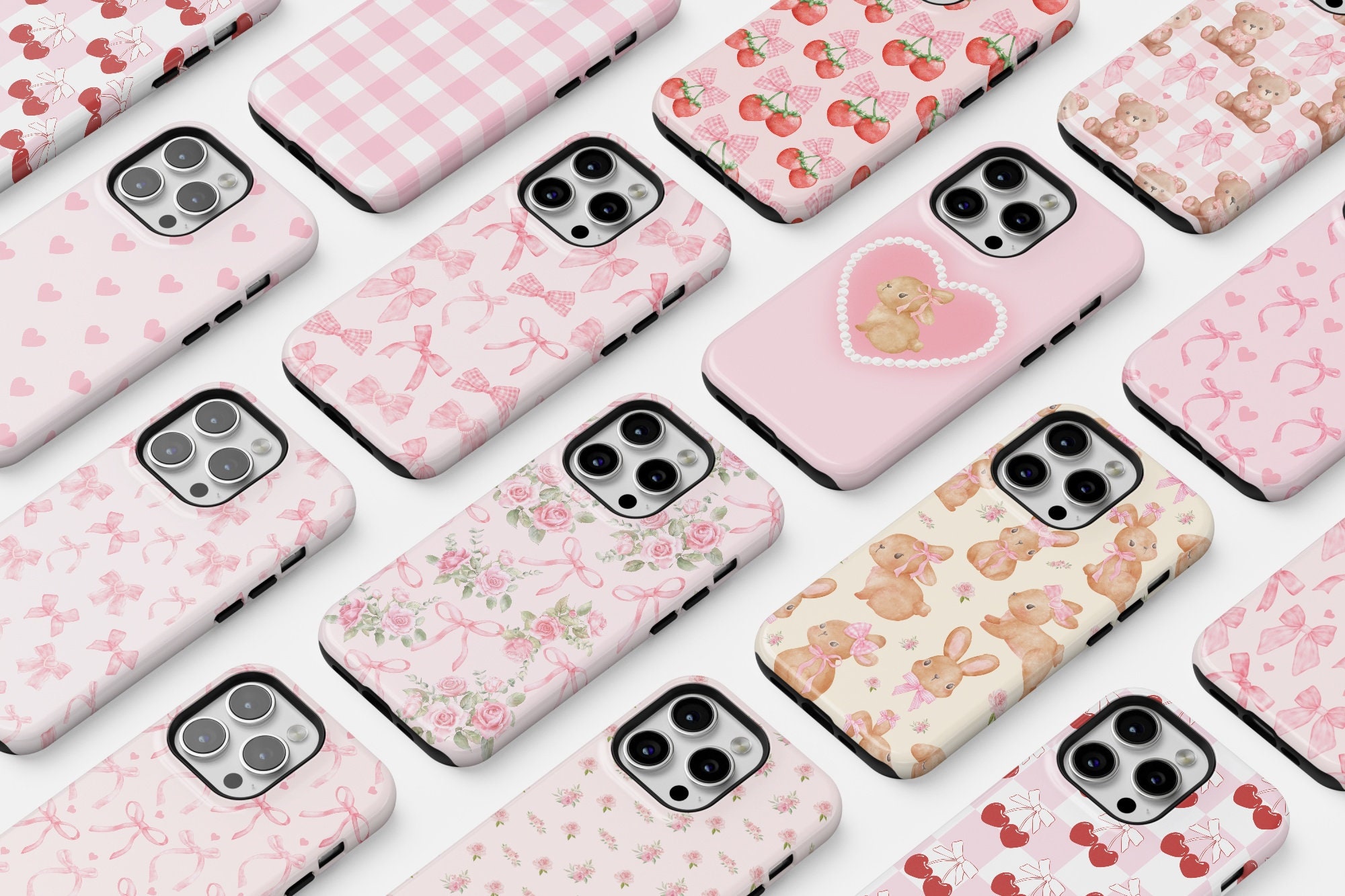 Coquette Phone Cases Protective For iPhone 16 16e 15 Plus 14 Pro Max 12 13 Mini 11 Galaxy S25 Bows Pink Girly Cute Trendy Aesthetic Cover