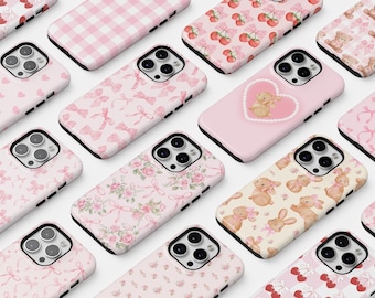 MagSafe Coquette Phone Cases Protective For iPhone 16 15 Plus 14 Pro Max 12 13 Mini Bows Pink Girly Cute Trendy Aesthetic MagSafe Magnet