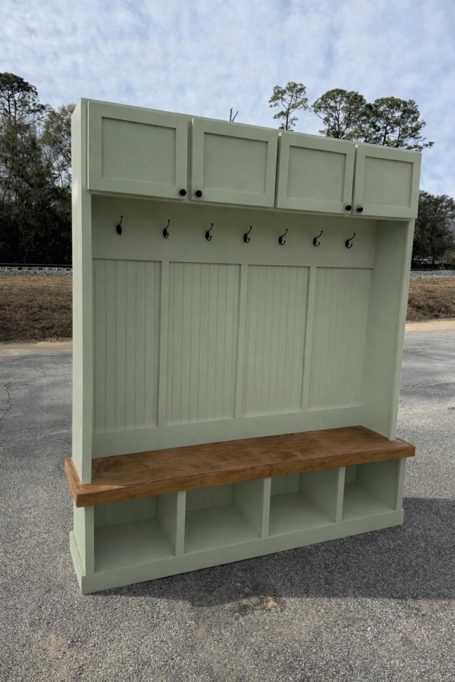 The Contender | Custom Handmade Hall Tree With Cabinets, Bench ...