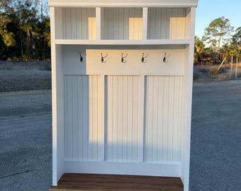 The Regency | Custom Handmade Hall Tree with Bench & Storage | Entryway Organizer | Solid Wood Furniture