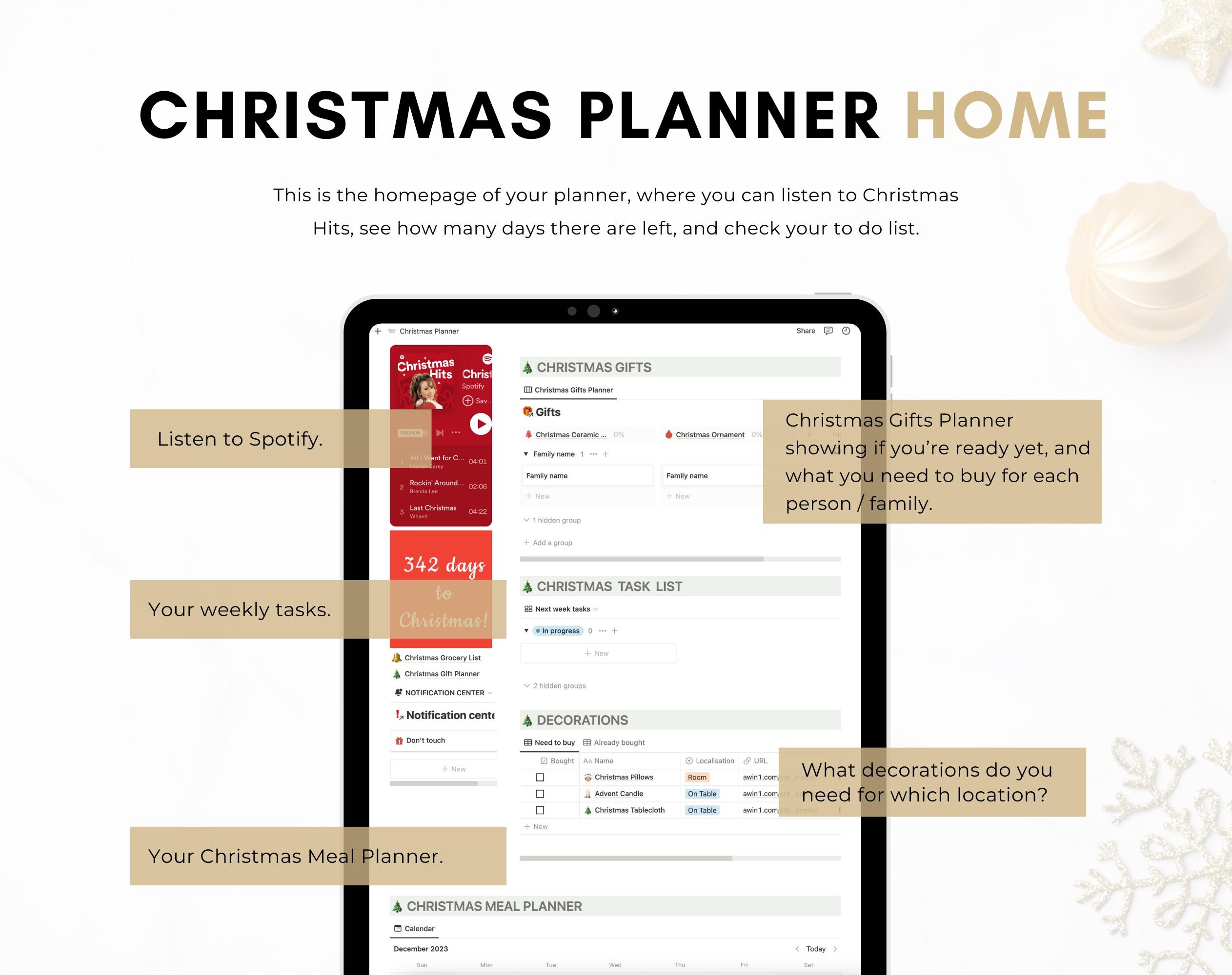 Christmas Planner Notion Template | Digital Holiday Wishlist, Gift ...