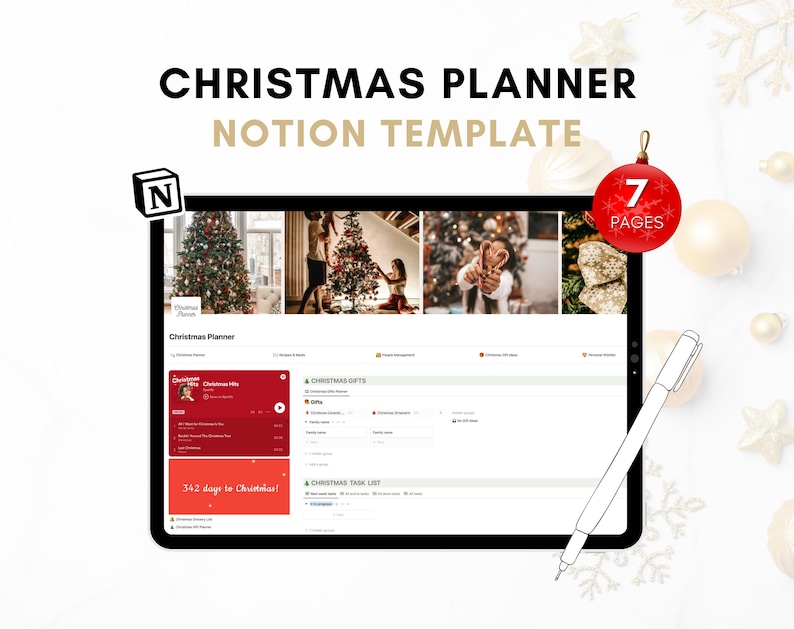 Christmas Planner Notion Template | Digital Holiday Wishlist, Gift ...