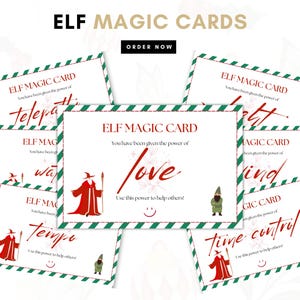 Zauberhafte Weihnachtskarten | Weihnachtselfen Schilder-Kit | Magisches Feen Super Power Kartenspiel | Zauberer & Wichtel Notiz für Familien mit Kindern