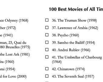 Printable List of the 100 Best Movies