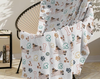 Australian Shepherd Velveteen Minky Blanket, Housewarming Gift for Dog Lover, Christmas Present for Couples, Comfy Aussie Throw Blankets