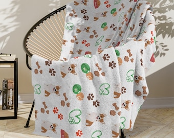 Corgi Velveteen Minky Blanket, Housewarming Gift for Dog Lover, Christmas Present for Couples, Comfy Corgi Throw Blankets, Corgi Lover Gift