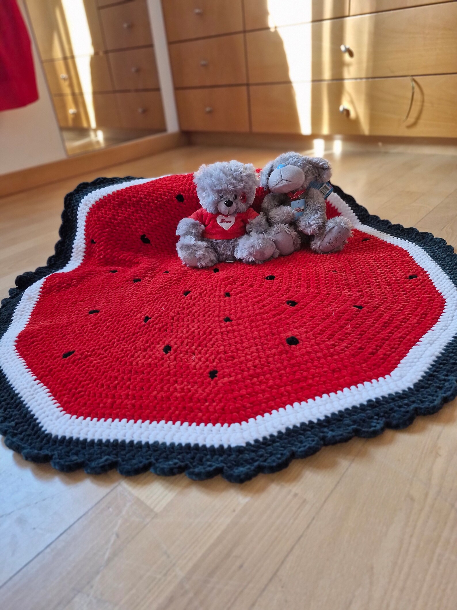 Watermelon Piece Blue Pattern Print Hooded Blanket