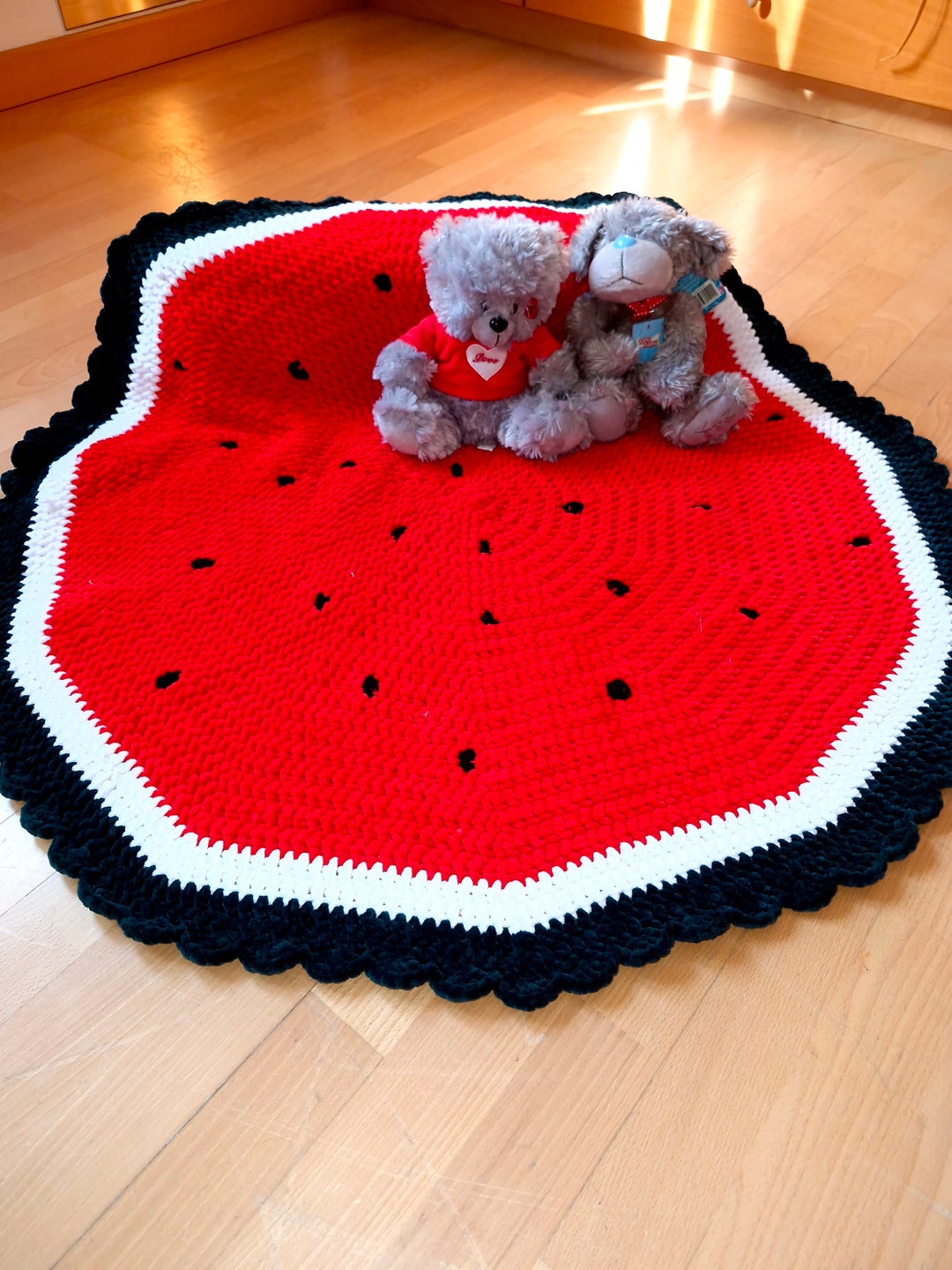 Watermelon Piece Blue Pattern Print Hooded Blanket main image 0