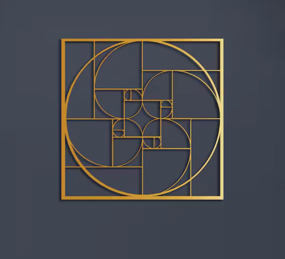 Golden Ratio Fibonacci Metal Wall Decor, Modern Geometric Metal Wall ...