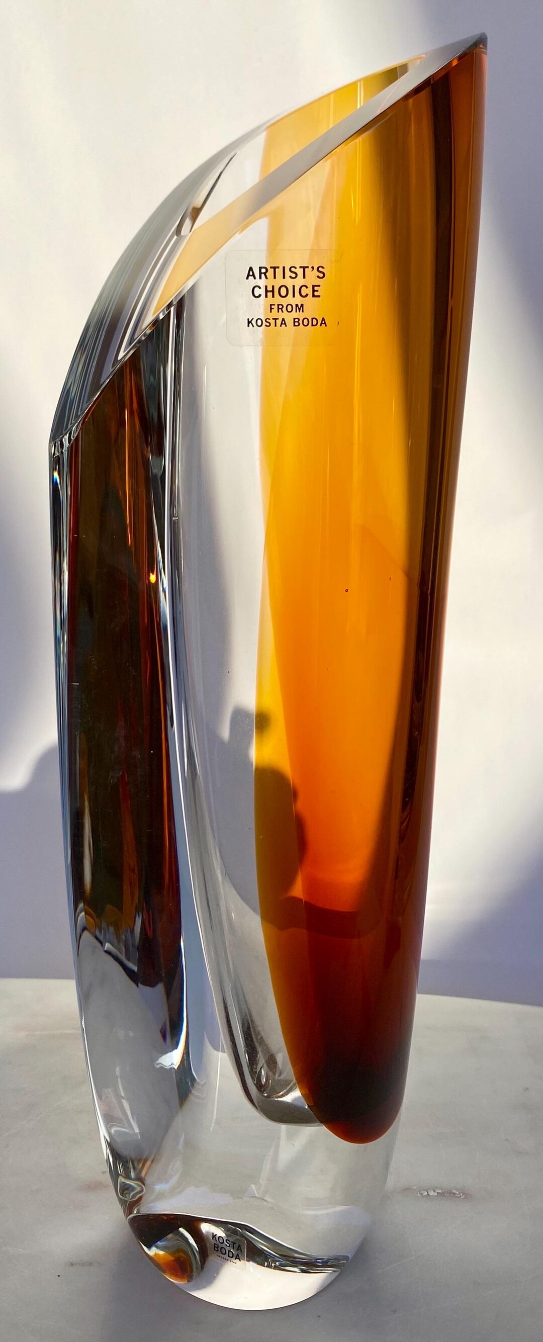 KOSTA BODA 花瓶 アンティーク Vintage Kosta Boda Artist's Choice Amber Art Glass Vase:12.5