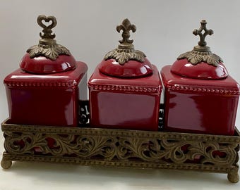 Vintage Gracious Goods Collection faith,hope and love canister set