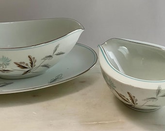 Vintage Noritake Corliss pattern 5765 gravy boat and creamer