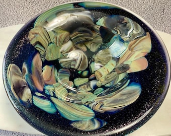 vintage Art Glass Bowl: galaxy or cosmic style possibly by artist Cliff Goodman