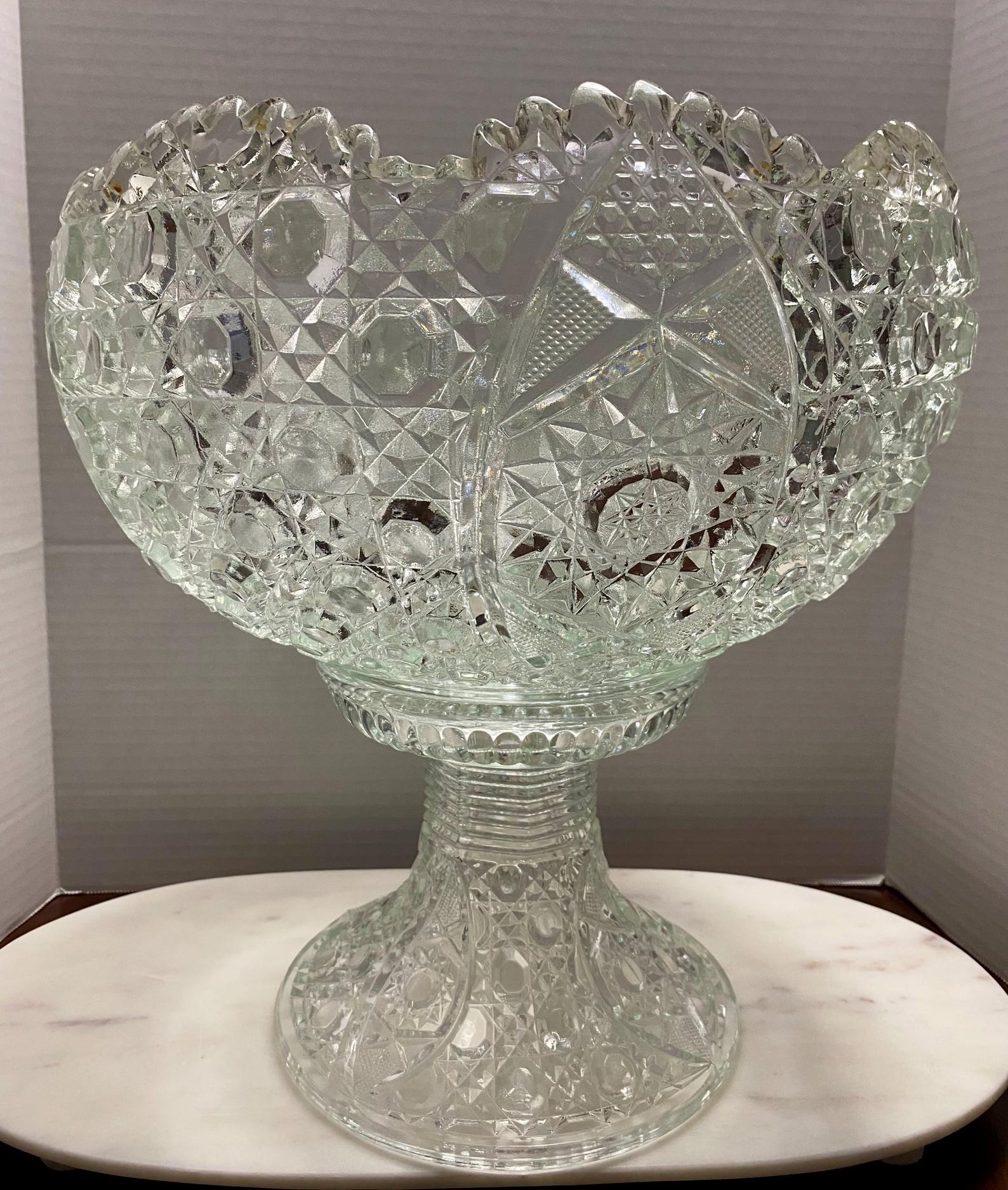 Vintage L E Smith Pressed Glass Punch Bowl and Stand - Etsy