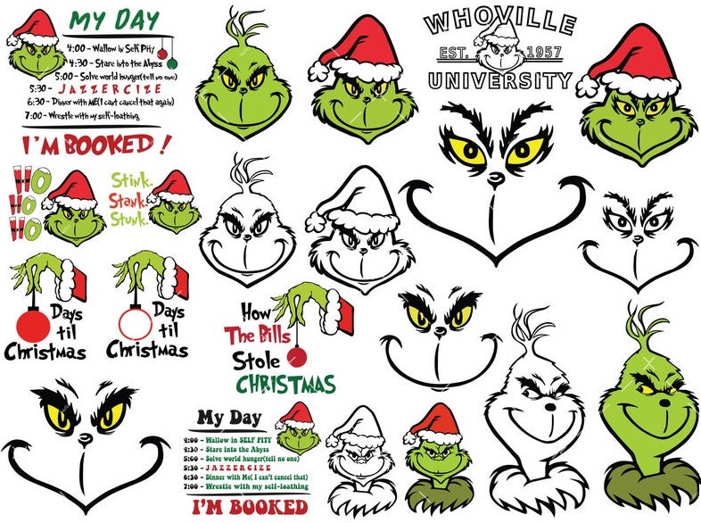 Grinch Face SVG Bundle PNG Cricut Christmas Svg My Day - Etsy