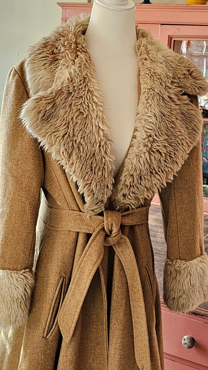 1970's Faux Fur Wrap Coat Etsy