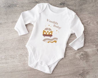 Bio Baby Body langarm, 100% Bio-Baumwolle, Retro Vanlife Baby, Camper Travel, Strampler, Bodysuit, Longsleeve, umweltfreundlich, ecofriendly