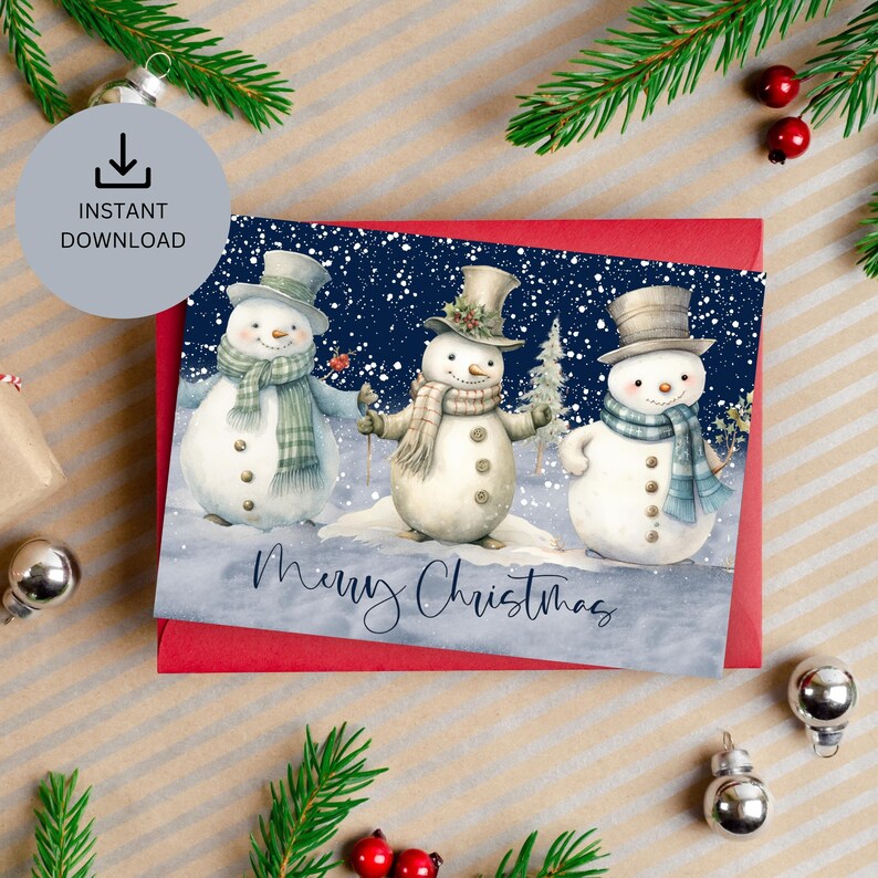 Snowman Christmas Card Printable Instant Download Digital Etsy snowman-christmas-card-printable-instant-download-digital-etsy