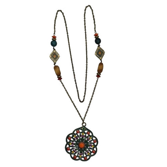 Moroccan Berber Style Beaded Necklace Geometric F… - image 2