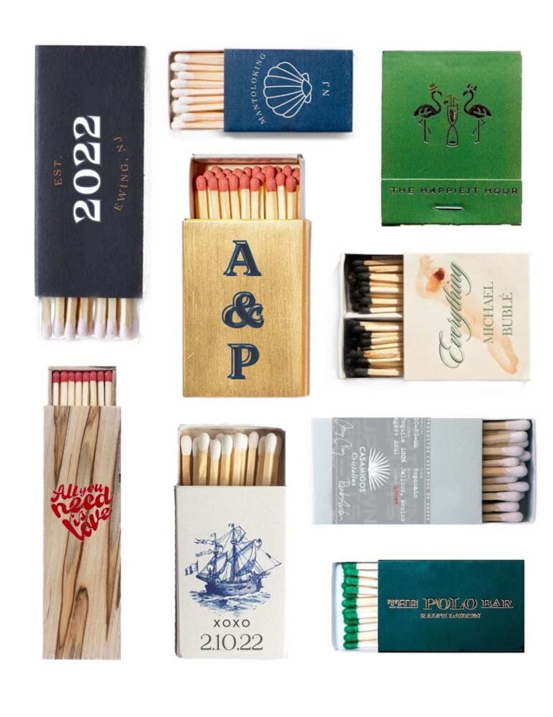 8x10 FRAMED Customizable Matchbox Print Art Many Personalization Combs