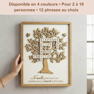 Cadre Arbre de Vie Familial Personnalisé Scrabble – Prénoms Gravés Bois