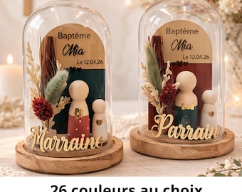 Cadeau Parrain Marraine Baptême Personnalisé – Cloche Baptême Bébé – Souvenir Baptême Personnalisé – Cadeau Marraine Parrain