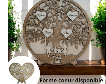 Wooden Tree of Life with Customizable Family Names