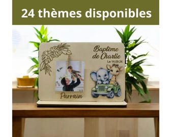 Baptism, birthday, godfather, godmother, grandparents frame customizable jungle, giraffe, hot air balloon teddy bear themes
