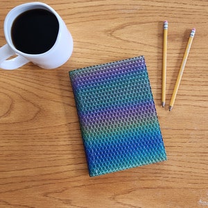 Handmade Jr Legal Notepad Holder, Multi-colored Embossed Vinyl, Refillable Vinyl Notebook Holder, Small Faux Leather Notebook Cover