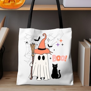 Trick or Treat Bag, Canvas Bag, Book Bag, Halloween Bag, Candy Bag for Kids, Trick-or-Treat Bag, Halloween Bag for Kids, Ghost Canvas Bag