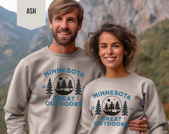 Sudadera unisex con cuello redondo de Minnesota Great Outdoors, sudadera de Minnesota, regalo para ella, regalo de Minnesota, vacaciones en el lago, sudadera de aventura