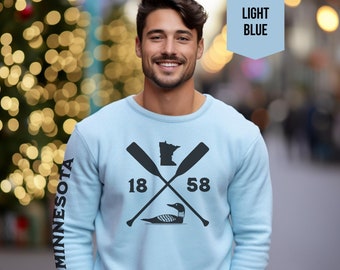 Minnesota Loon Unisex Crewneck Sweatshirt, Minnesota Sweatshirt Gift for Her, Minnesota Gift, Loon, Bird Watcher, Lake Vacation, SleevePrint