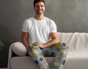 Wisconsin Football Men's PJ Pants, Football Fan Dad Gift, Packers Lover Gift, Birthday Gift Husband, Green Bay Football Lovers Gift for Him