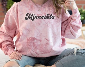 Minnesota Loon Unisex Tie-Dye Sweatshirt, Minnesota Sweatshirt Gift for Her, Minnesota Gift, Loon, Bird Watcher, Lake Vacation, MN Sweater