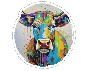 Watercolor Cow Sticker, Vinyl Sticker, Stickers, Laptop Sticker, Phone Decal, Cow Lover Sticker Vinyl, Cow Lover Gift Sticker, Cow Stickers
