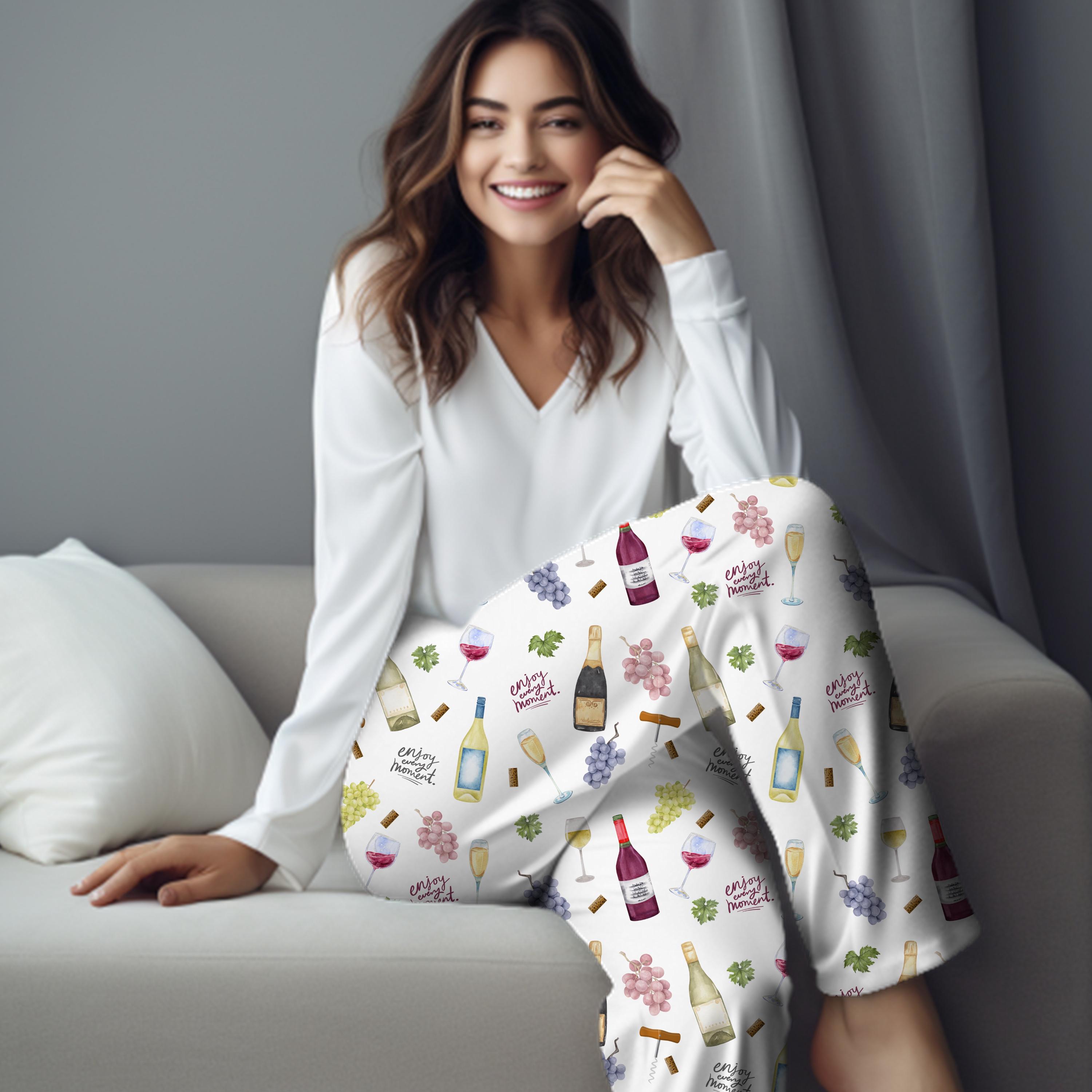 Pajamas with wine glasses on them hotsell