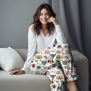Fun Dog Pajama Pant, Dog Lover, Dogs and Paws Print PJs, Gift for Her, Pajamas Women, Dog Lover Themed PJ Pants Gift, Dog Mom Gift, Pajama