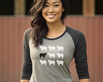 Black Sheep Shirt, Black Sheep of The Family Shirt, Sheep Lover 3/4 Sleeve Shirt, Animal Lover Gift, Funny Shirt, Animal Unisex 3/4 Shirt