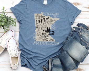 Welcome to Minnesota Unisex Softstyle T-Shirt, MN Phrases, Land of 10,000 Lakes, Minnesota Souvenir Gift Shirt, Gift for Her, Gift for Him