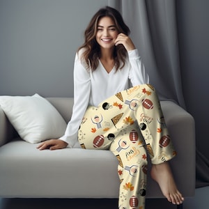 Fall Football PJ Pants, Football Game Day Lounge Pants, Football Lover Gift for Her, Football Game Day Gift, Bachelorette Football Party