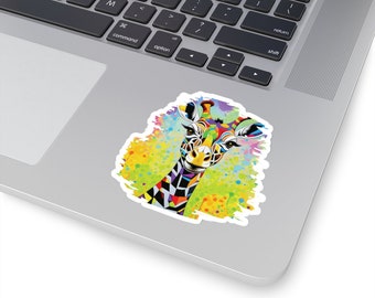 Adesivo vibrante de girafa, adesivo de vinil, adesivos, adesivo para laptop, decalque de telefone, presente de girafa, vinil adesivo de girafa, presente de amante de girafa