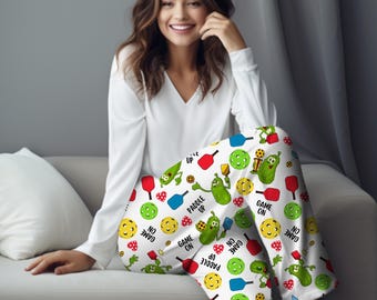Pickleball Pajama Pants, Funny Women's Lounge Wear, Pickleball Lovers Gift for Her, Pickleball Lover, PJ Pants for Women