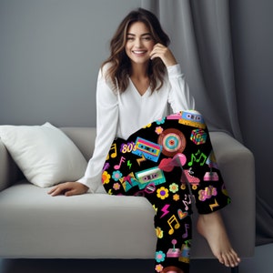 Pantalones de pijama clásicos de los años 80, cintas mixtas, pantalones de descanso de los años 80, regalo para mamá, pantalones de pijama para despedida de soltera de los años 80, años 80, hechos en los años 80, regalo de cumpleaños