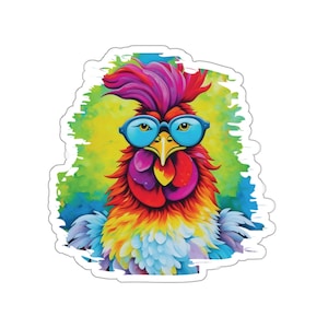 Vibrant Rooster Sticker, Vinyl Sticker, Stickers, Laptop Sticker, Phone Decal, Rooster Lover Sticker Vinyl, Funny Rooster Gift Sticker