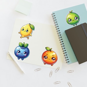 Cute Citrus Sticker Sheet, Lemon, Lime, Orange, Blueberry, Laptop Stickers, Water Bottle Stickers, Garden Lover, Farmers Market, Fruit