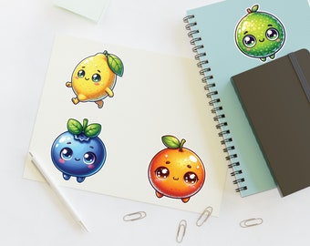 Cute Citrus Sticker Sheet, Lemon, Lime, Orange, Blueberry, Laptop Stickers, Water Bottle Stickers, Garden Lover, Farmers Market, Fruit