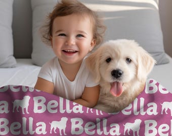 Personalized Dog Breed Plush Blanket, Custom Dog Blanket, Name Blanket For Pet, Custom Dog Name Blanket, Dog Bed Blanket, Pet Lover Gift