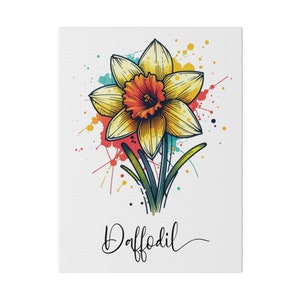 Daffodil March Birth Flower Matte Canvas Wall Art, Birthflower, Birth flower Gift, Birthday Gift, Gift for Mom, Gift for Grandmother, Home